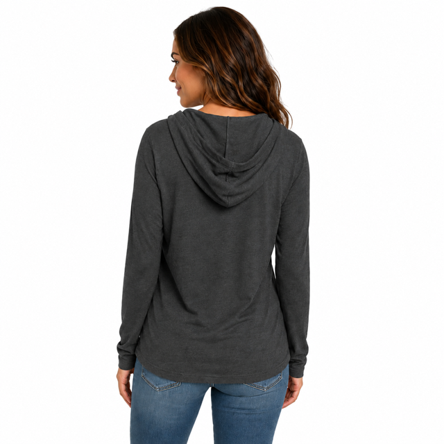 My Favorite People Women's L/S Hooded Heathered Charcoal T Shirt