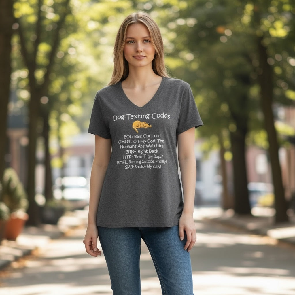 Dog Texting Code (Heather Charcoal) Women's Short Sleeve T Shirt