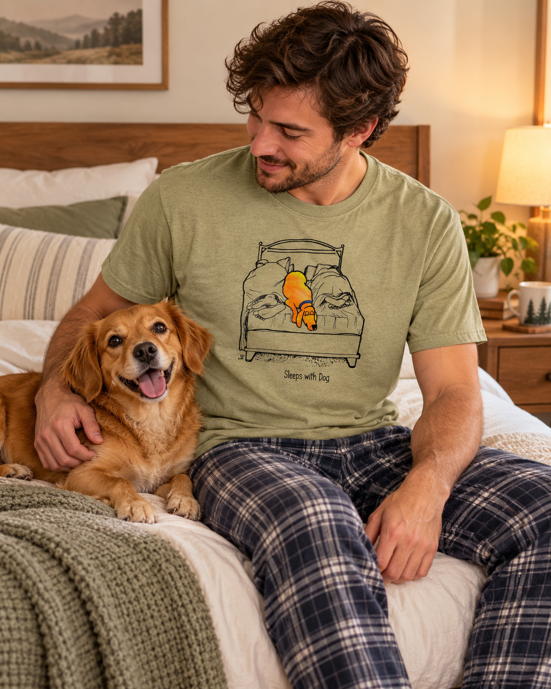 Sleeps With Dog Unisex T Shirt