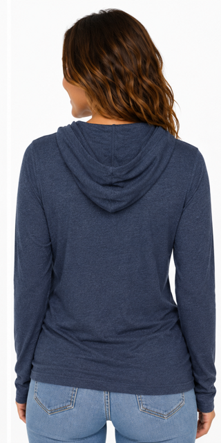 Sorry I'm Late I Saw A Dog L/S Women's Hooded Heathered Navy T Shirt