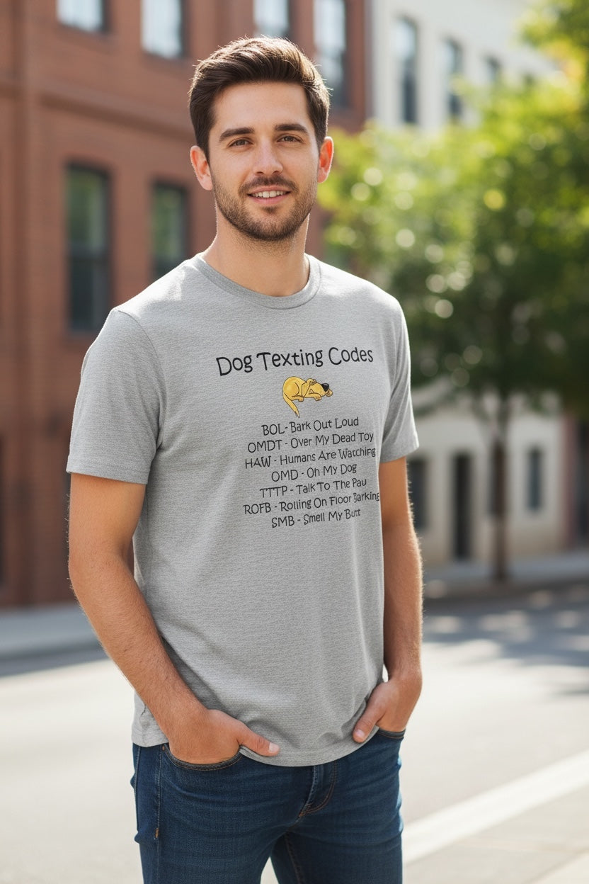 Dog Texting Codes (Sport Gray) Unisex T Shirt