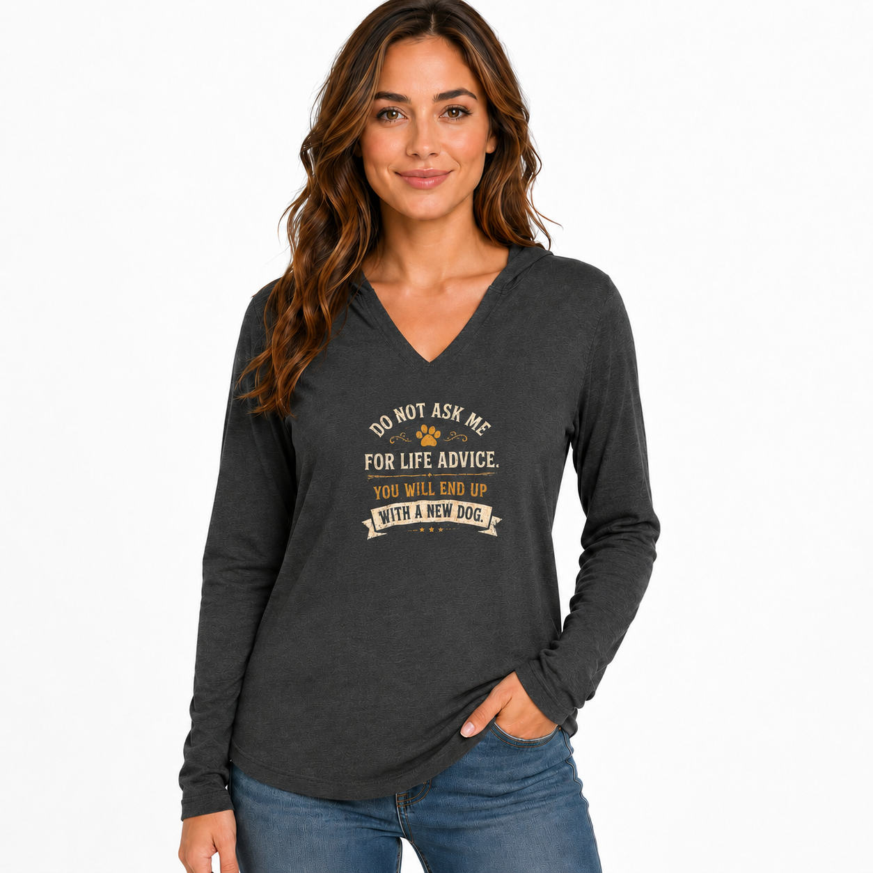 Do Not Ask For Advice L/S Women's Heathered Charcoal Hooded T Shirt