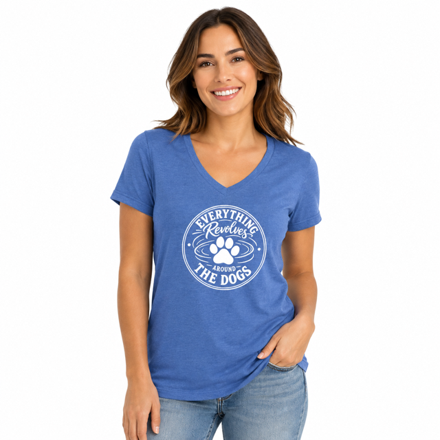 Everything Revolves Around My Dog S/S Women's Heather Royal T Shirt