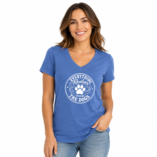 Everything Revolves Around My Dog S/S Women's Heather Royal T Shirt