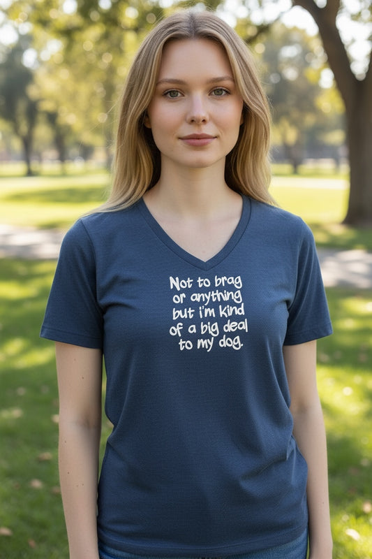 Not To Brag Big Deal To My Dog (Heathered Royal) Women's Short Sleeve T Shirt