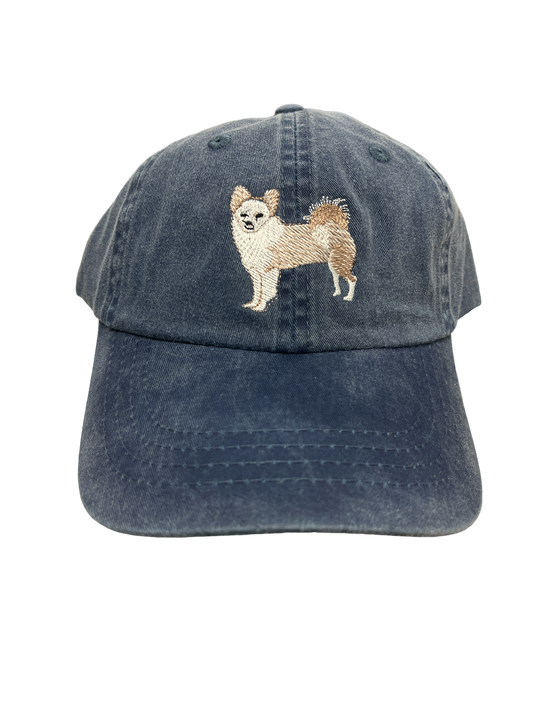 Chihuahua, Long Hair Tan and White, Dog Breed Baseball Cap