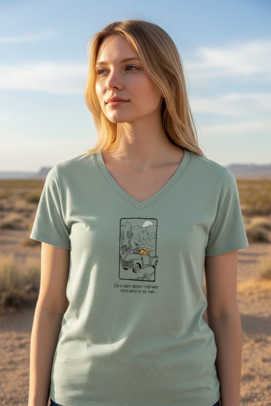 On A Dark Desert Highway (Sage) Women's T Shirt