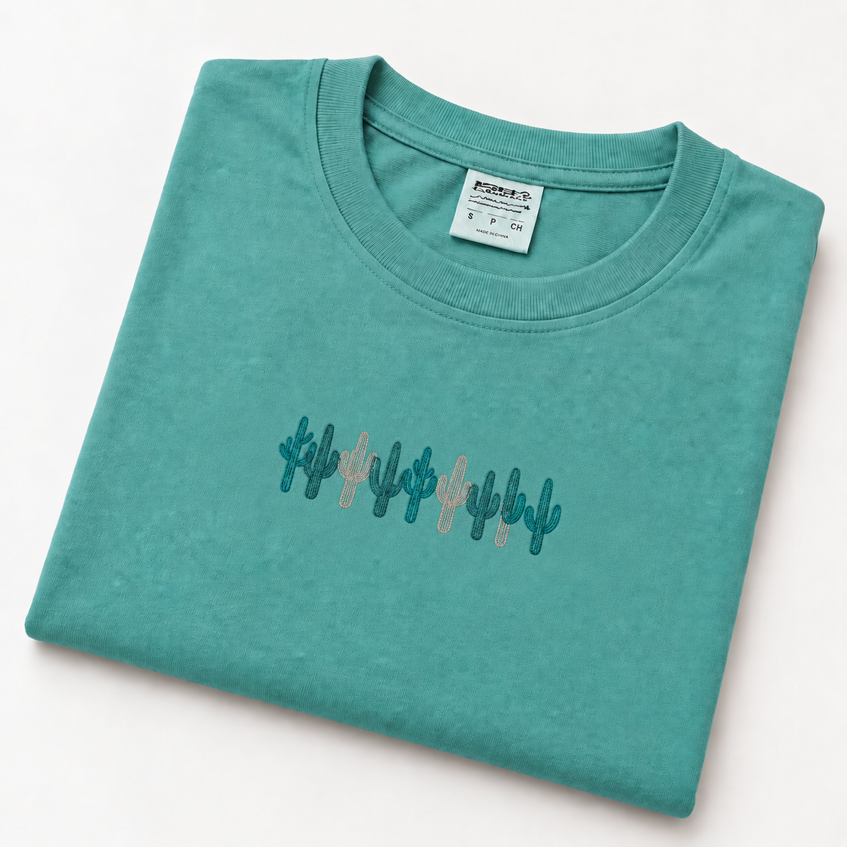 Saguaro Embroidered T Shirt (Peacock)