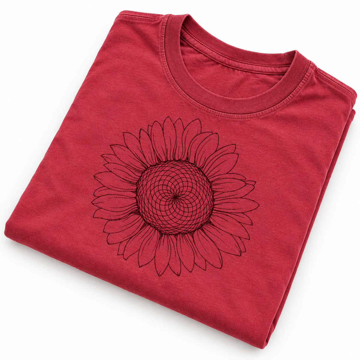 Sunflower Embroidered T Shirt (Red Rock)
