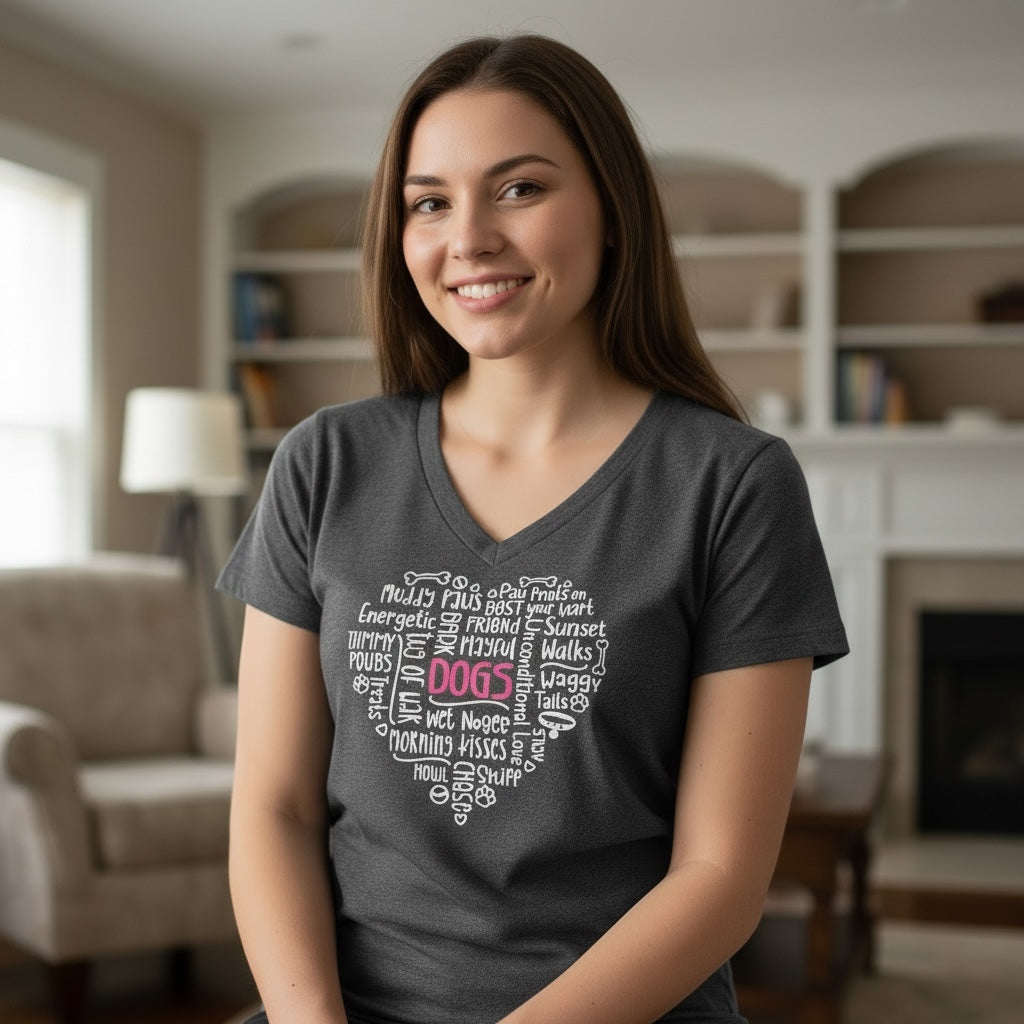 Heart Dog (Heathered Charcoal) Women's T Shirt