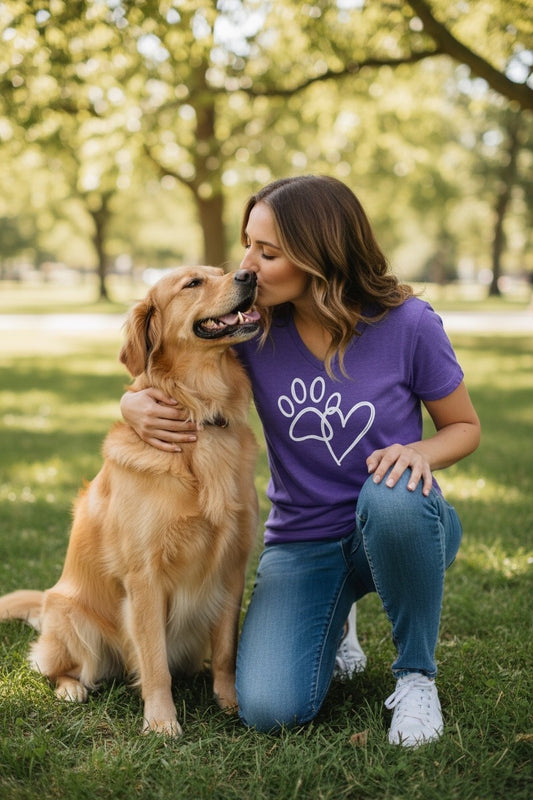 Paw and Heart Women's T Shirt (Hthr Purple)