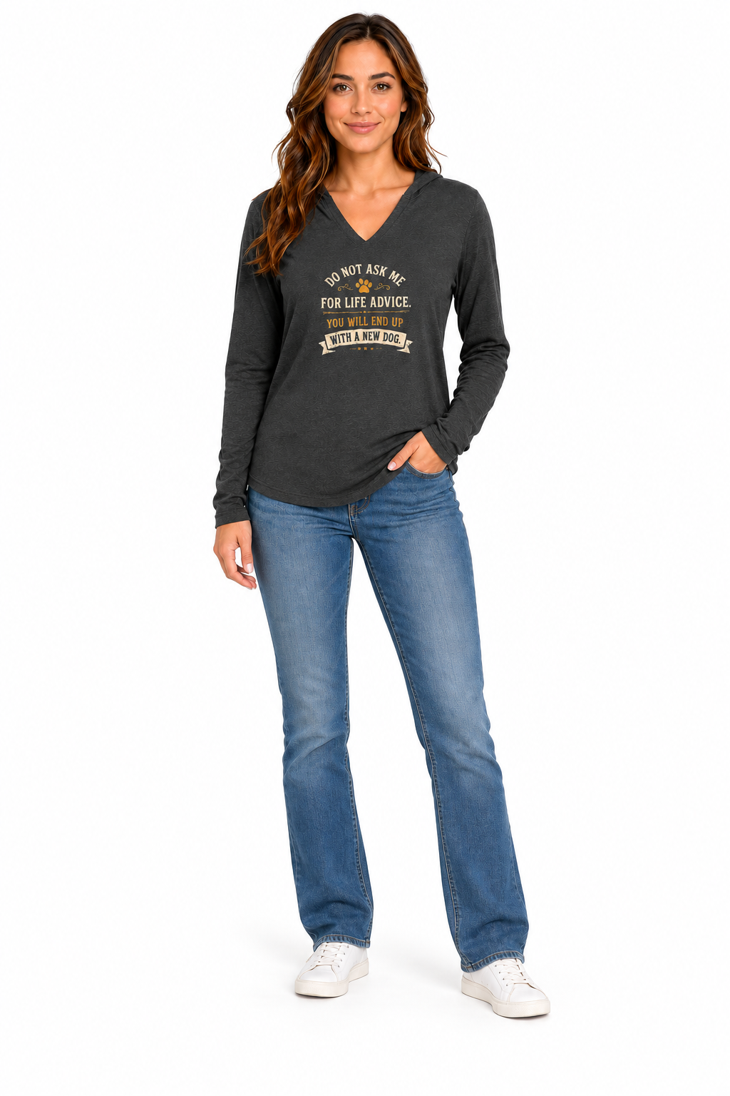 Do Not Ask For Advice L/S Women's Heathered Charcoal Hooded T Shirt