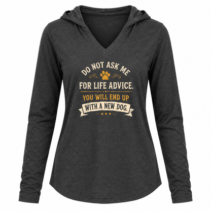 Do Not Ask For Advice L/S Women's Heathered Charcoal Hooded T Shirt