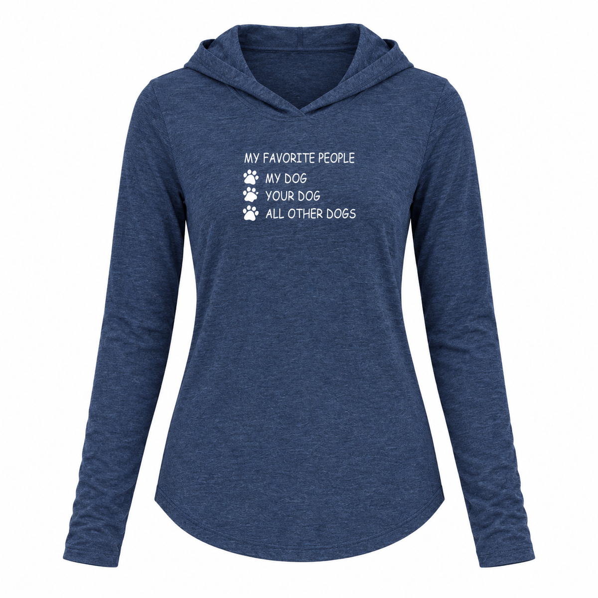 My Favorite People Women's L/S Hooded Heathered Navy T Shirt