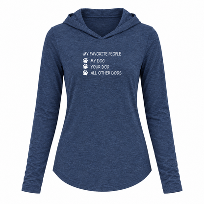 My Favorite People Women's L/S Hooded Heathered Navy T Shirt