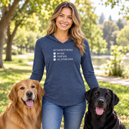 My Favorite People Women's L/S Hooded Heathered Navy T Shirt