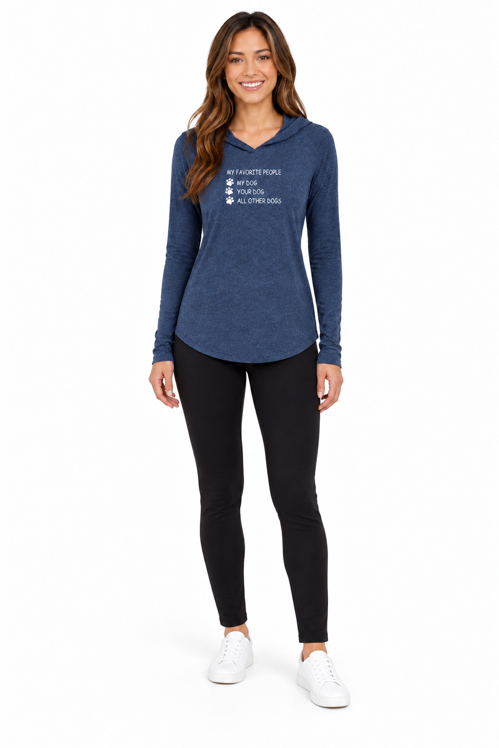 My Favorite People Women's L/S Hooded Heathered Navy T Shirt