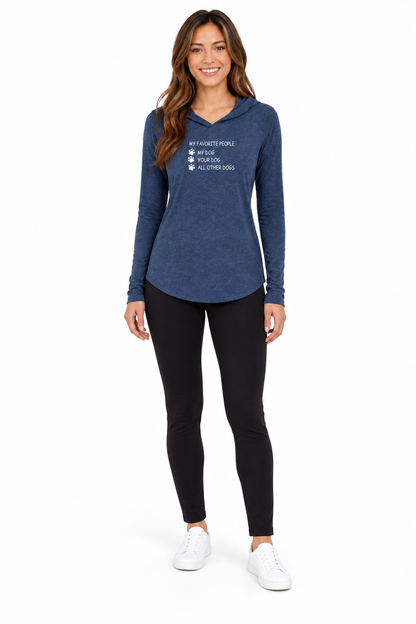 My Favorite People Women's L/S Hooded Heathered Navy T Shirt