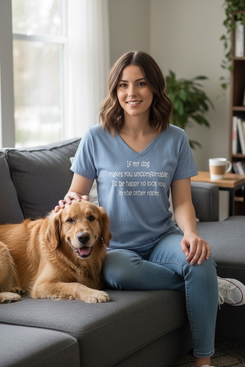 Dog Uncomfortable Lock You In The Other Room Women's Short Sleeve T Shirt