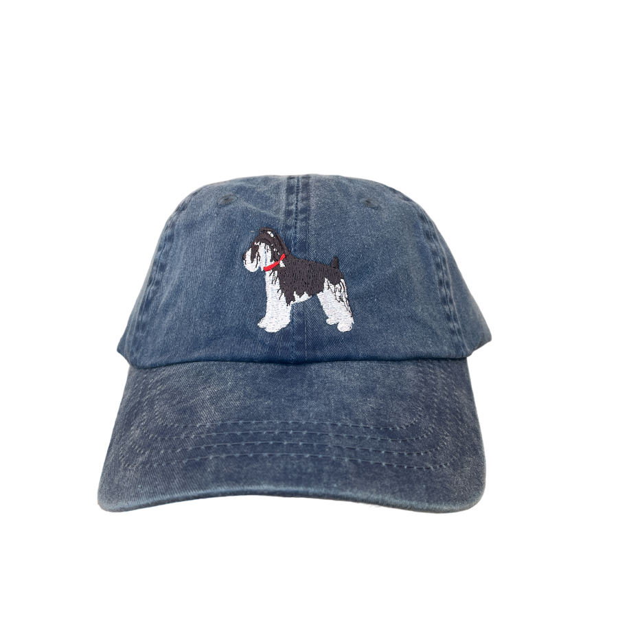 Schnauzer, Ears Natural, Black and White, Dog Breed Baseball Cap