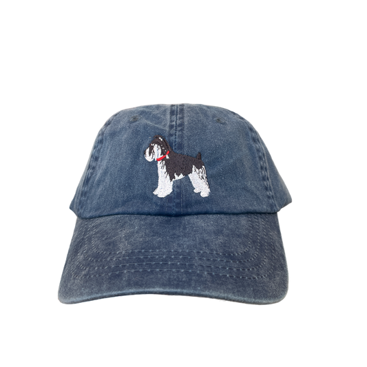 Schnauzer, Ears Natural, Black and White, Dog Breed Baseball Cap