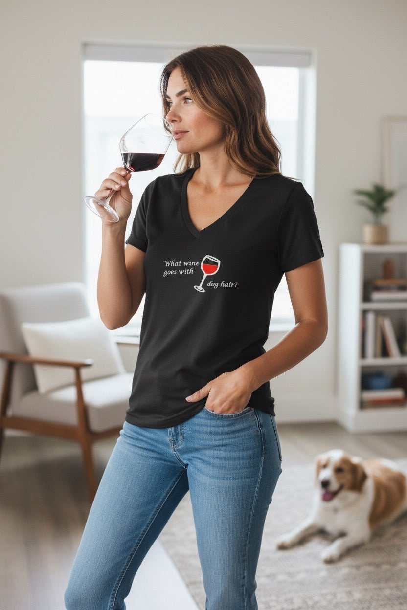 What Wine Goes With Dog Hair Women's Short Sleeve T Shirt