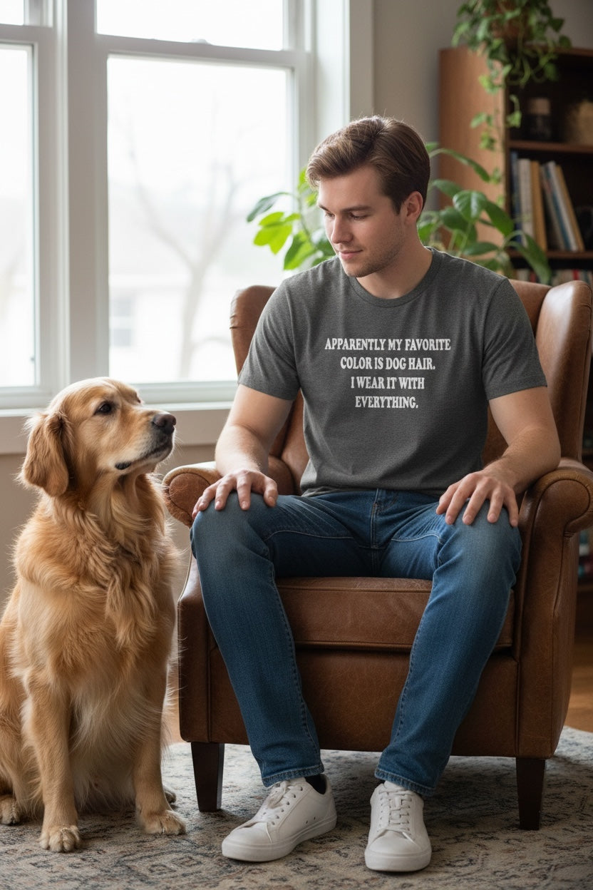 Favorite Color Is Dog Hair (Heather Charcoal) Unisex T Shirt