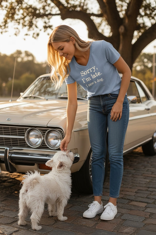 Sorry I'm Late, I Saw A Dog Women's Short Sleeve T Shirt